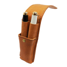 画像をギャラリービューアに読み込む, 【MSサイズ_14mm_2本蓋付き】STRUO | 万年筆 ケース 革 2本 ペンケース 2本差し ブランド 仕切り ショートサイズ ペリカン スーベレーンM600 イタリアンレザー AMAZONIA 胸ポケット
