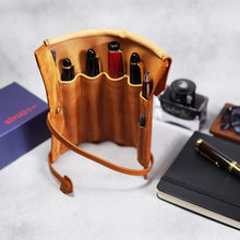 画像をギャラリービューアに読み込む, 【高さ180mm_5本】STRUO 万年筆 ペンケース 5本 革 インクカートリッジ 収納 ロールペンケース 5本差し 万年筆ケース イタリアンレザー 高級 名入れ  仕切り 1本ずつ シンプル コンパクト 立てるペンケース 太軸 モンブラン149 パイロット カスタム823 URUSHI 父の日 ギフト おすすめ