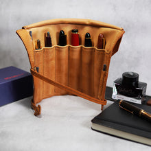 画像をギャラリービューアに読み込む, 【高さ180mm_7本】STRUO 万年筆 ペンケース 革 7本用 万年筆ケース 大容量 仕切り 1本ずつ 収納 ロールペンケース イタリアンレザー 太軸 パイロット カスタム845 中屋万年筆 シガーロング