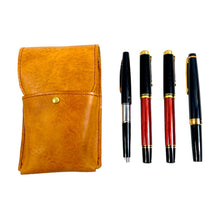 画像をギャラリービューアに読み込む, 【SM_ショートサイズ13mm_4本蓋付き】STRUO 万年筆 ペンケース 革 4本用 ブランド 4本差し 仕切り 1本ずつ 蓋 ペリカン スーベレーン m400 m200 イタリアンレザー AMAZONIA 胸ポケット