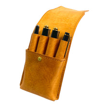画像をギャラリービューアに読み込む, 【SM_ショートサイズ13mm_4本蓋付き】STRUO 万年筆 ペンケース 革 4本用 ブランド 4本差し 仕切り 1本ずつ 蓋 ペリカン スーベレーン m400 m200 イタリアンレザー AMAZONIA 胸ポケット